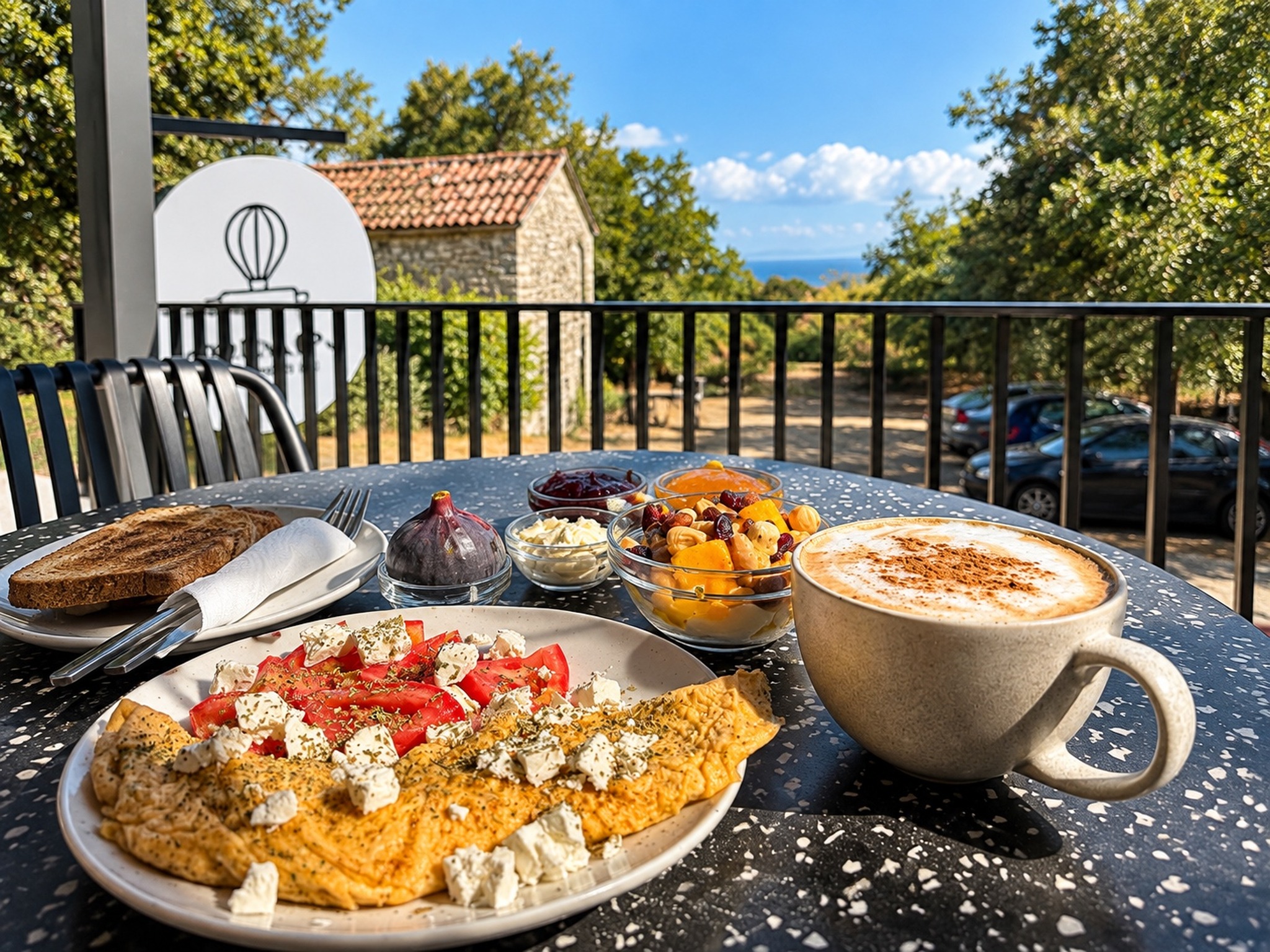 Breakfast with Aegean view at Aetheria Resort