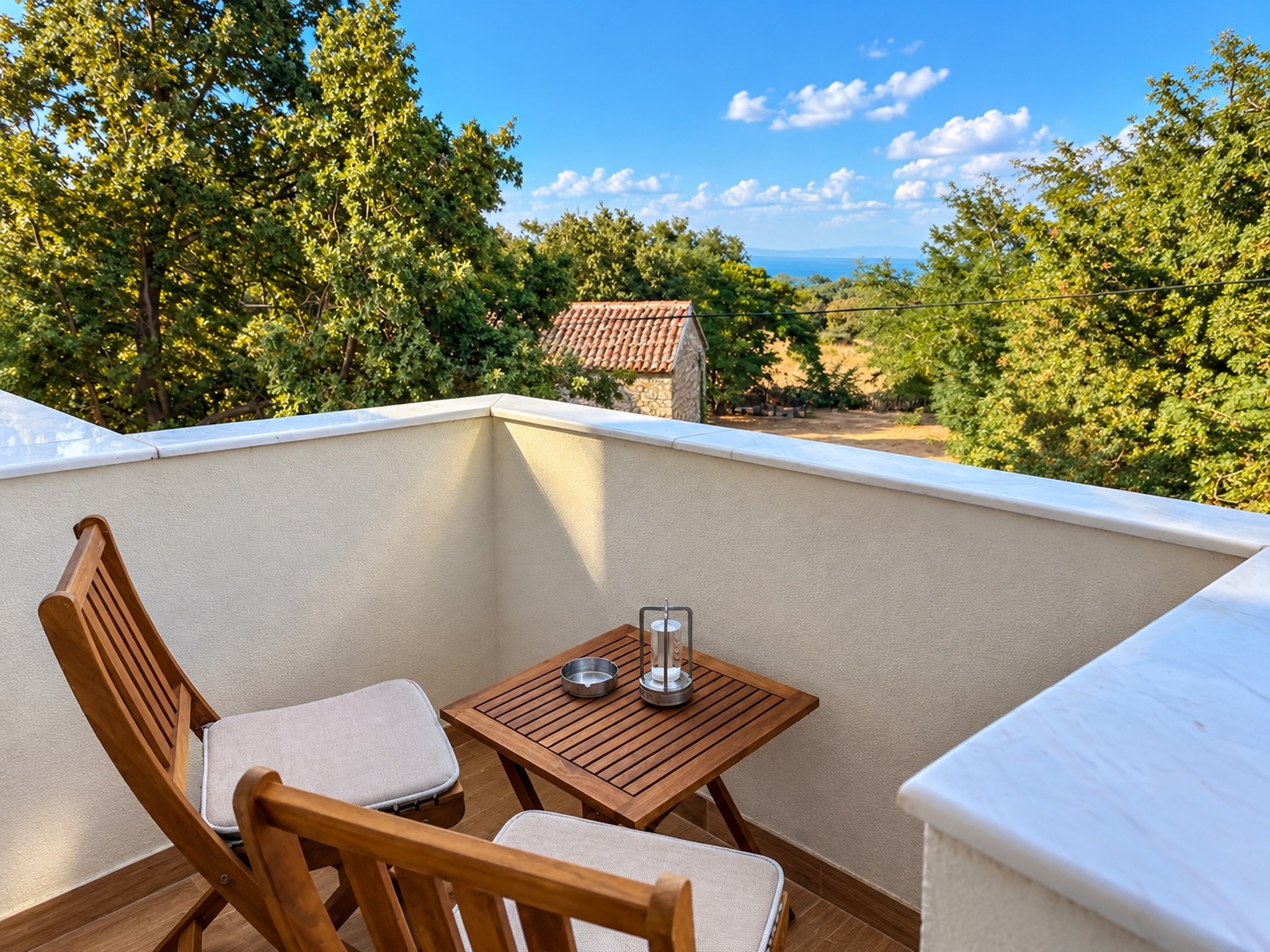 Private balcony with Aegean view